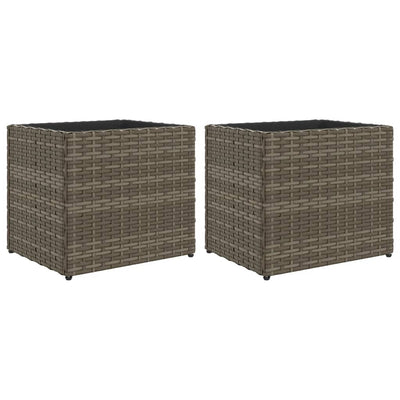 Pflanzkübel 2 Stk. Grau 36x30x32 cm Poly Rattan