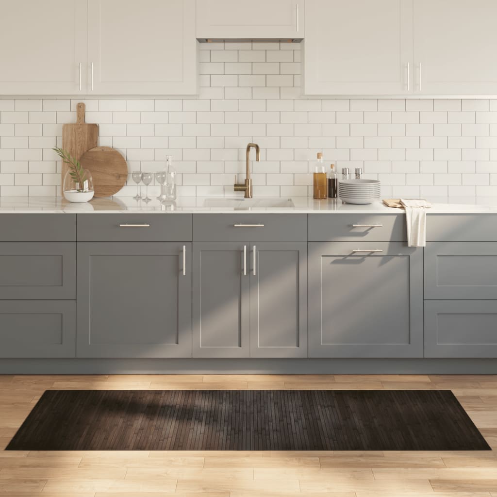 Tappeto rettangolare, marrone scuro, 70x200 cm, bambù