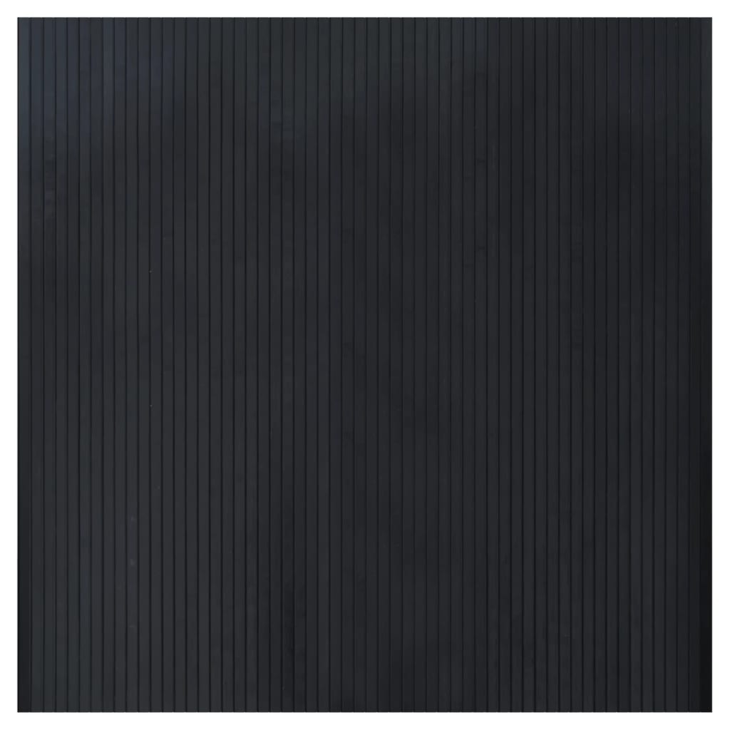 Tappeto rettangolare nero, 100x100 cm, bambù