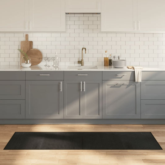 Teppich Rechteckig Schwarz 60x200 cm Bambus