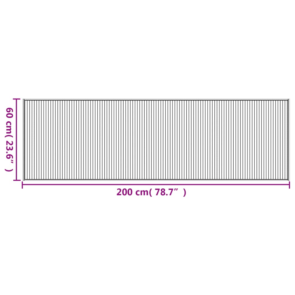 Teppich Rechteckig Grau 60x200 cm Bambus