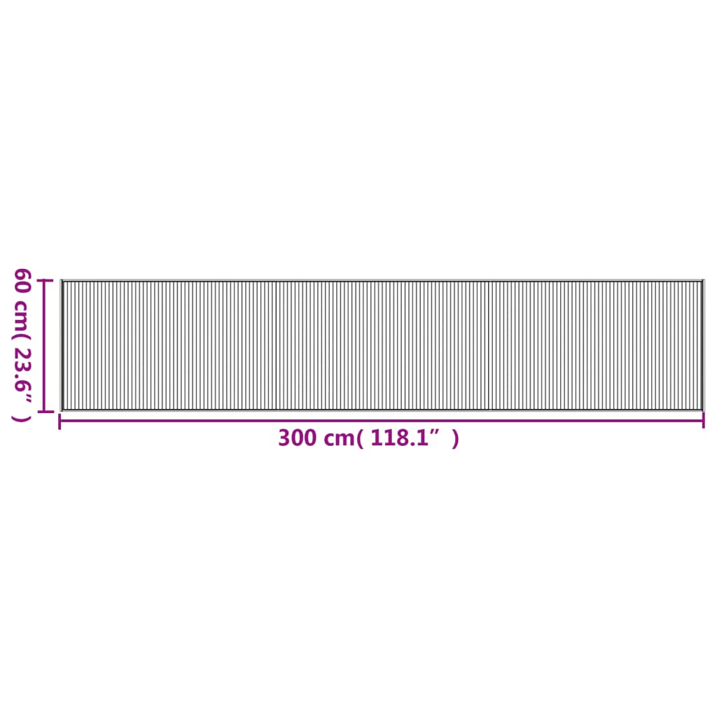 Teppich Rechteckig Schwarz 60x300 cm Bambus