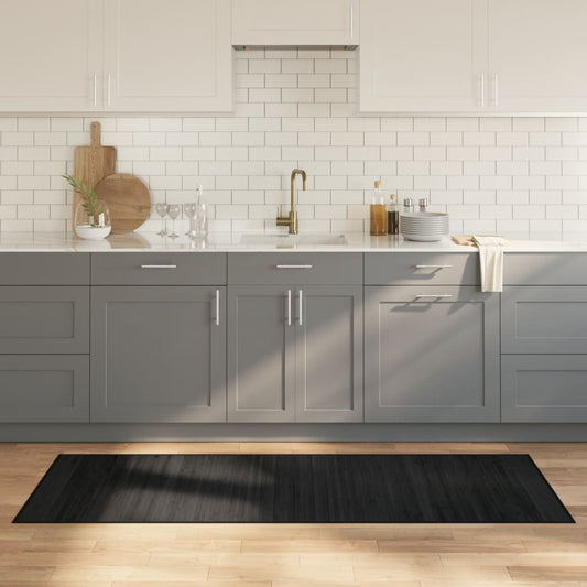 Teppich Rechteckig Schwarz 70x200 cm Bambus