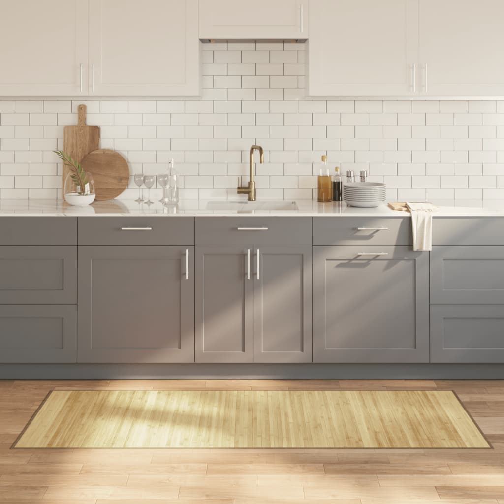 Teppich Rechteckig Hell Natur 70x200 cm Bambus