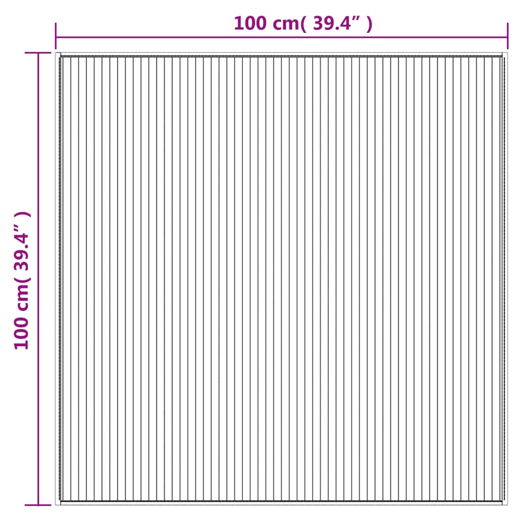 Teppich Quadratisch Hell Natur 100x100 cm Bambus