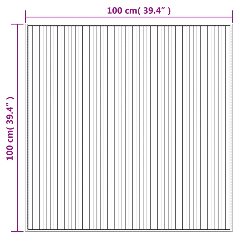 Teppich Quadratisch Dunkelbraun 100x100 cm Bambus