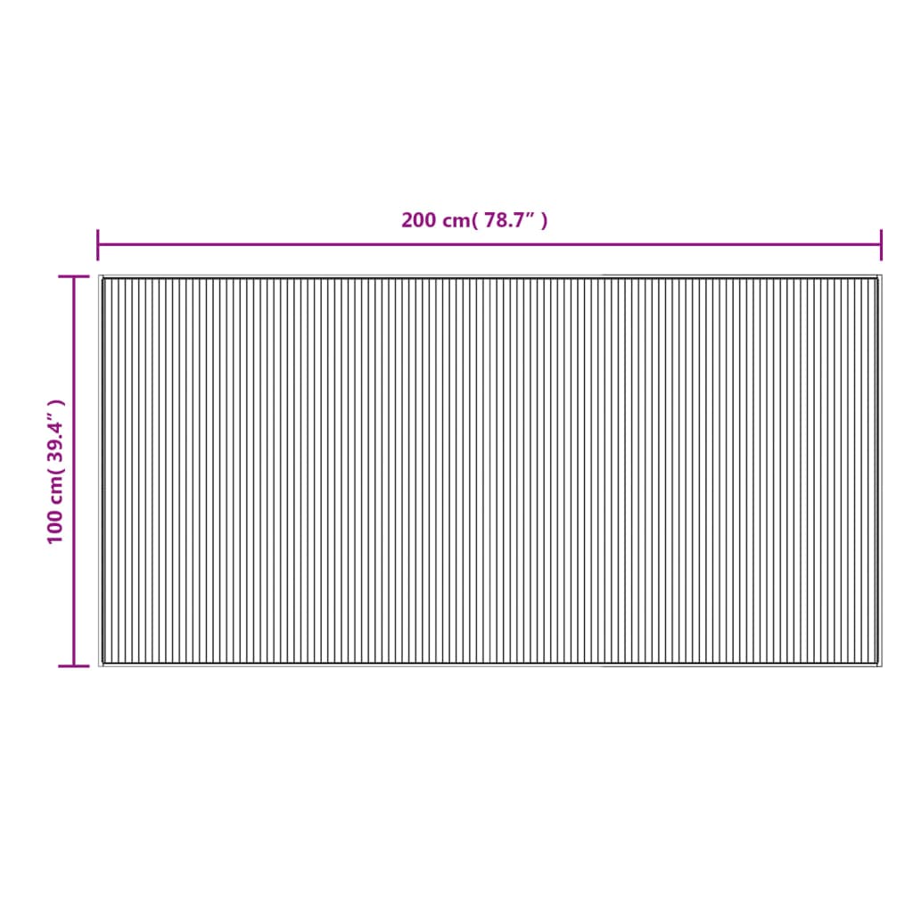 Teppich Rechteckig Grau 100x200 cm Bambus