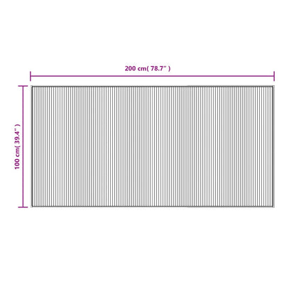 Teppich Rechteckig Grau 100x200 cm Bambus