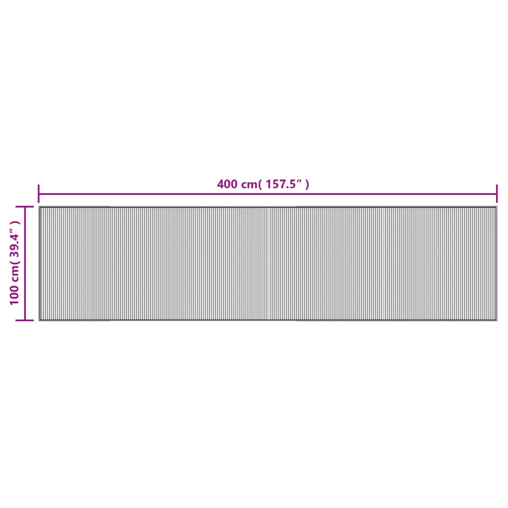 Teppich Rechteckig Schwarz 100x400 cm Bambus