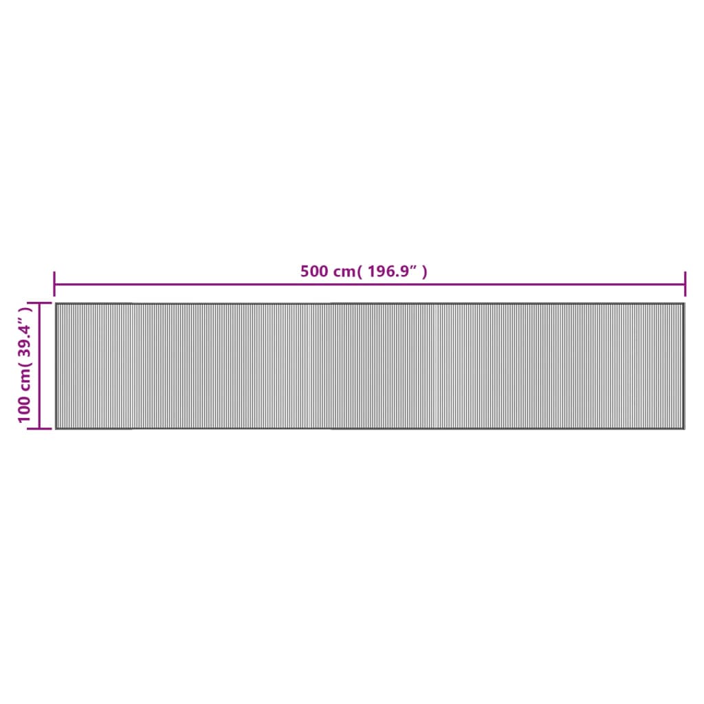 Teppich Rechteckig Grau 100x500 cm Bambus