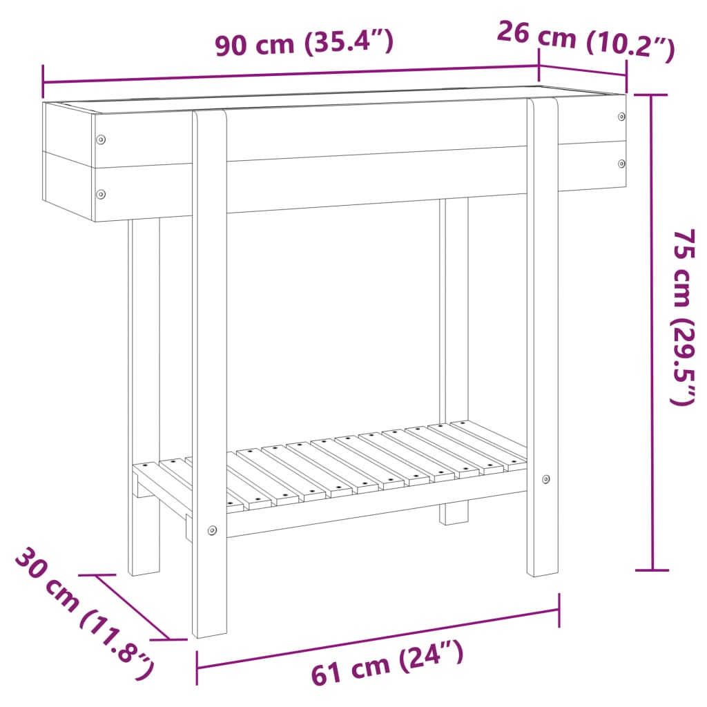 Hochbeet 90x30x75 cm Massivholz Akazie