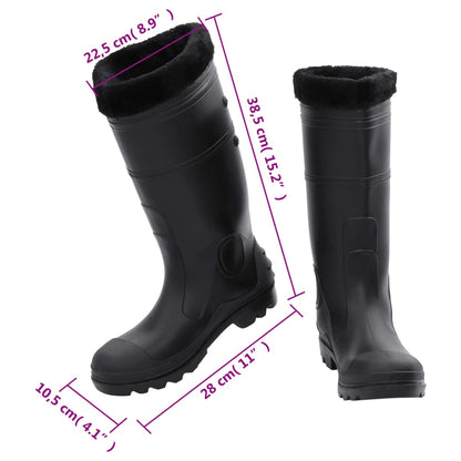 Gummistiefel mit Herausnehmbarem Innenfutter Schwarz Gr. 41 PVC