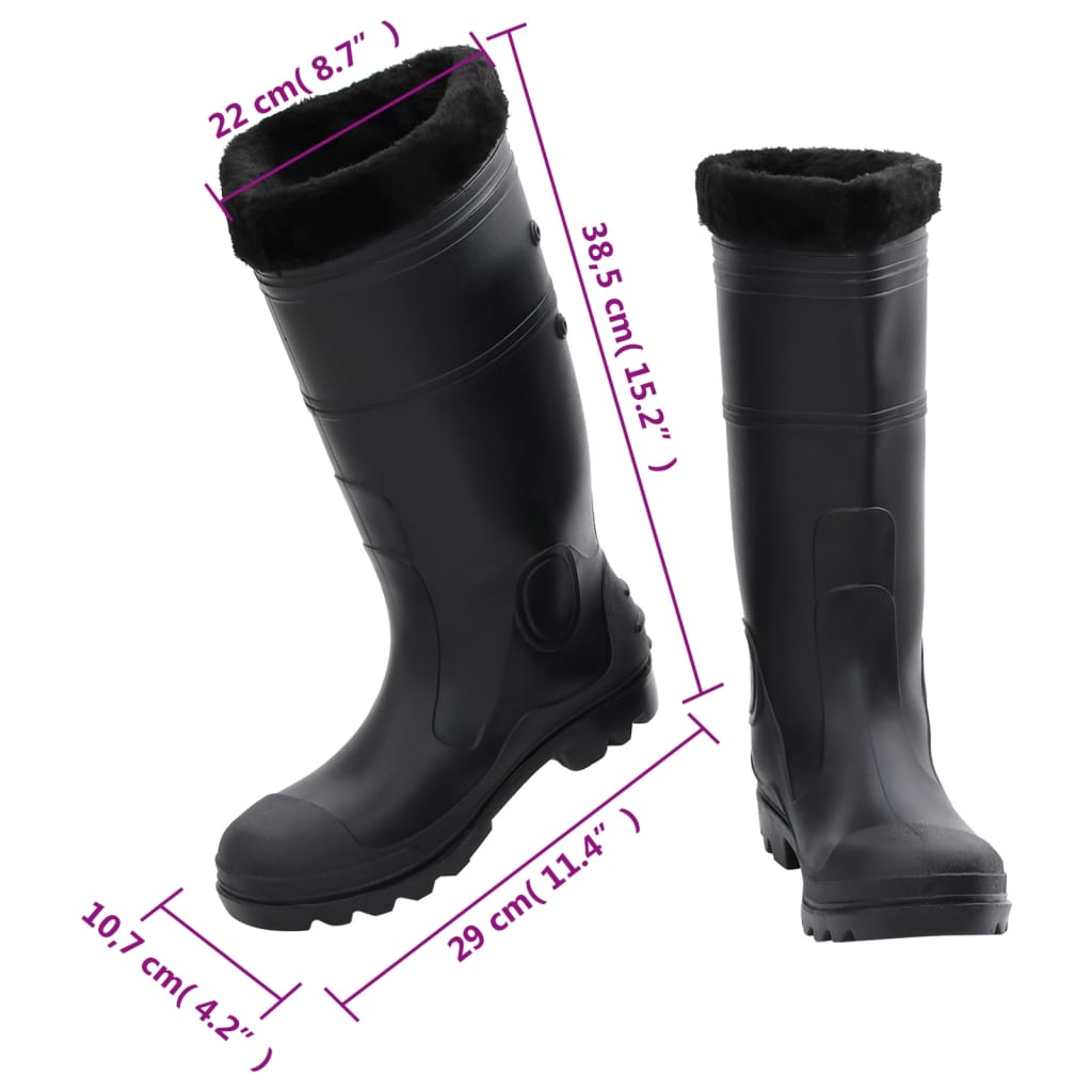 Gummistiefel mit Herausnehmbarem Innenfutter Schwarz Gr. 42 PVC