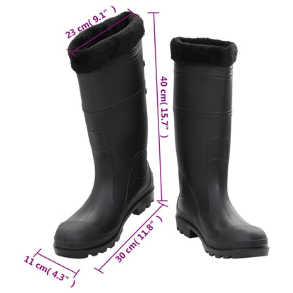 Gummistiefel mit Herausnehmbarem Innenfutter Schwarz Gr. 44 PVC