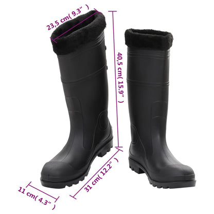 Gummistiefel mit Herausnehmbarem Innenfutter Schwarz Gr. 45 PVC