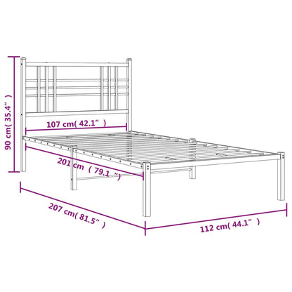 Bettgestell mit Kopfteil Metall Schwarz 107x203 cm