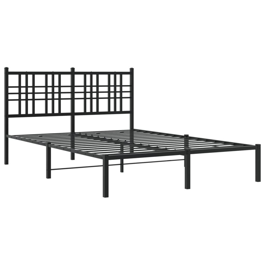 Bettgestell mit Kopfteil Metall Schwarz 120x190 cm