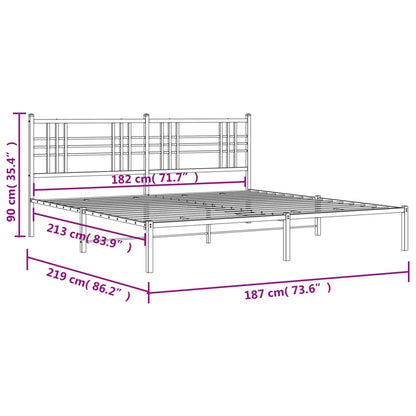 Bettgestell mit Kopfteil Metall Schwarz 183x213 cm