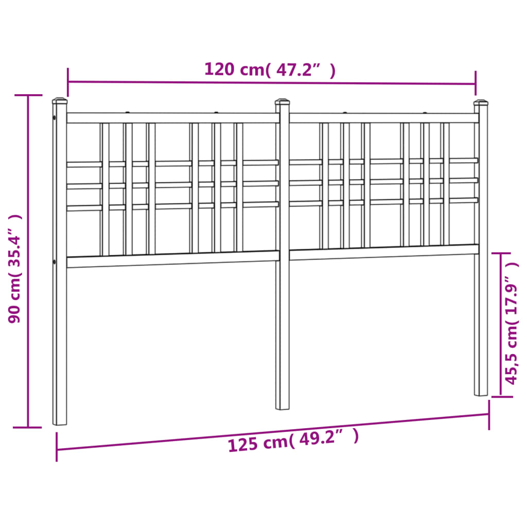 Kopfteil Metall Schwarz 120 cm