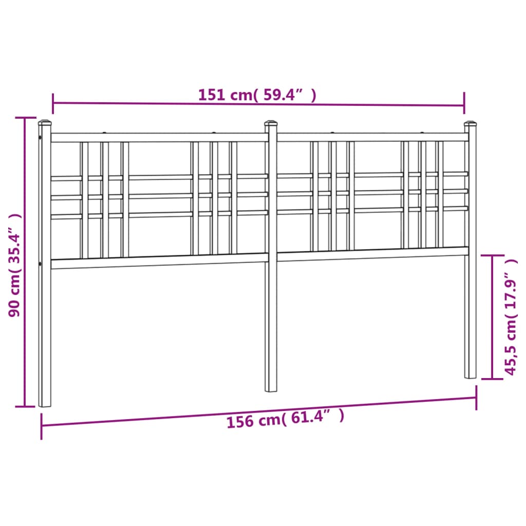 Kopfteil Metall Schwarz 150 cm