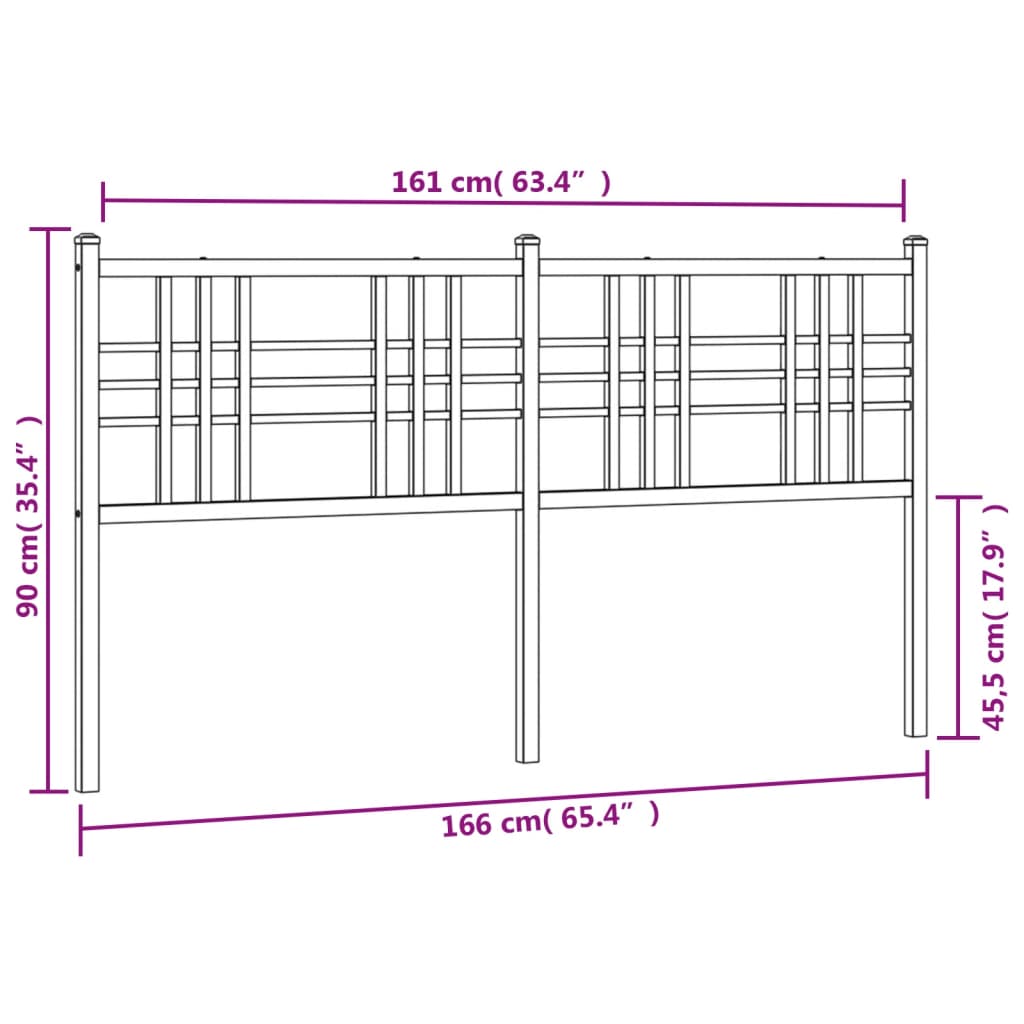 Kopfteil Metall Schwarz 160 cm