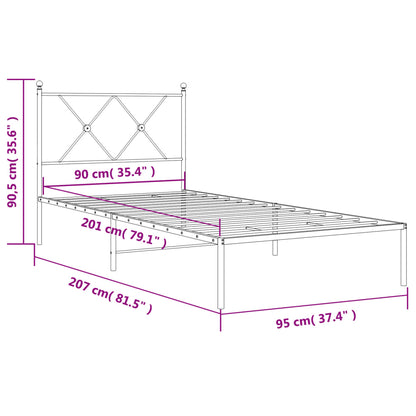 Bettgestell mit Kopfteil Metall Schwarz 90x200 cm