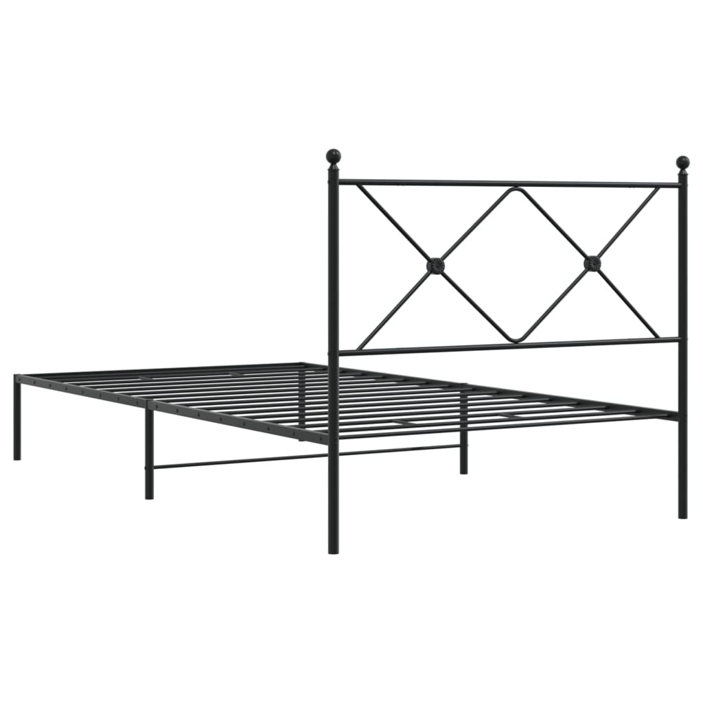 Bettgestell mit Kopfteil Metall Schwarz 107x203 cm