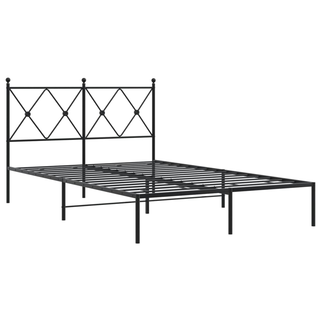 Bettgestell mit Kopfteil Metall Schwarz 120x190 cm