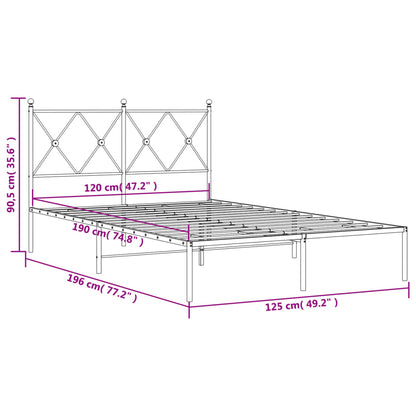 Bettgestell mit Kopfteil Metall Schwarz 120x190 cm