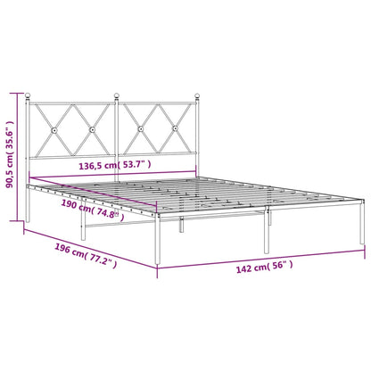 Bettgestell mit Kopfteil Metall Schwarz 135x190 cm