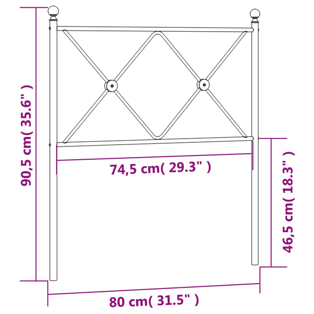 Kopfteil Metall Schwarz 75 cm