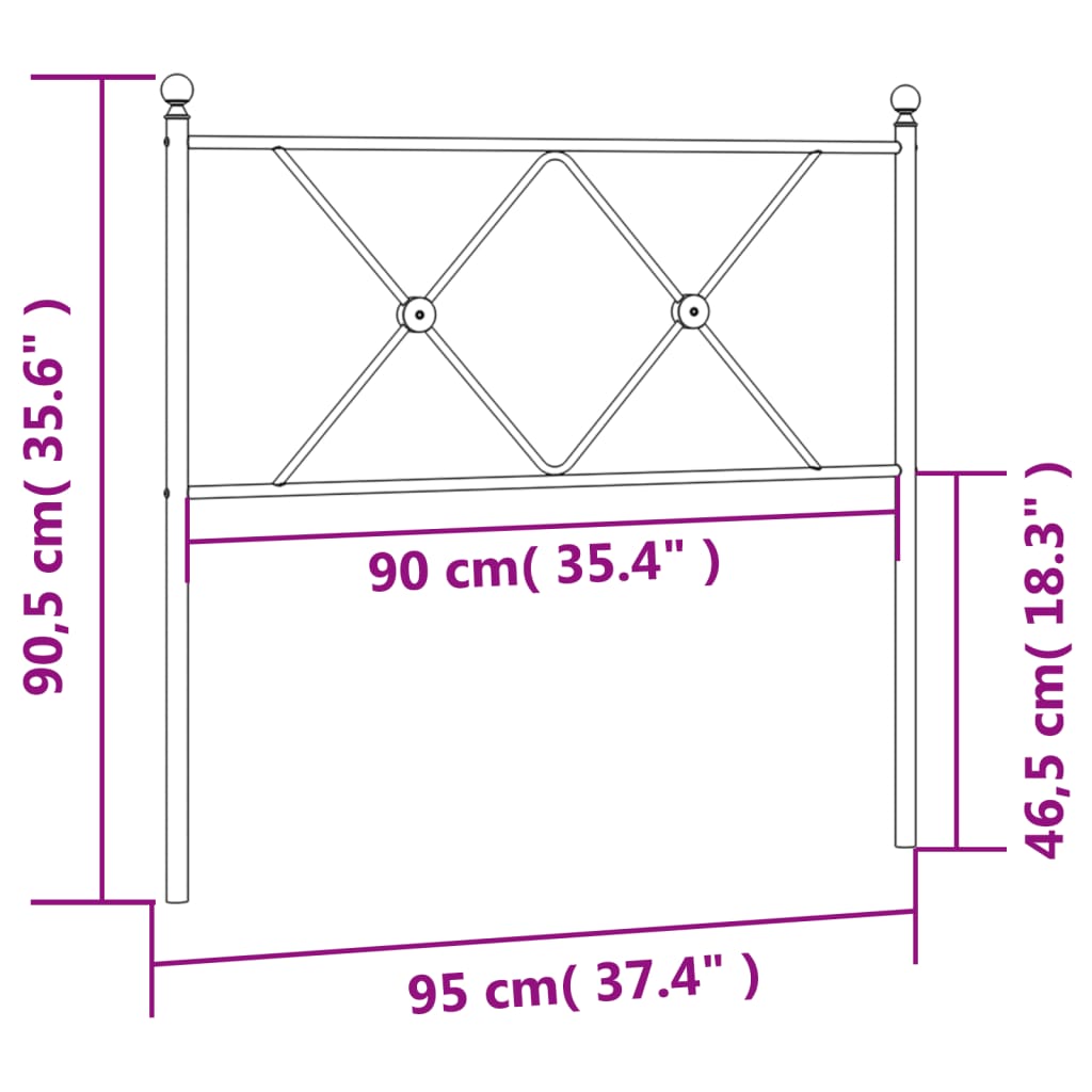 Kopfteil Metall Schwarz 90 cm