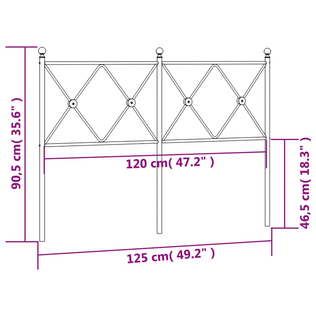 Kopfteil Metall Schwarz 120 cm