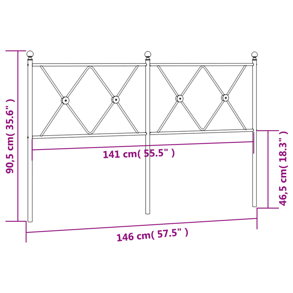 Kopfteil Metall Schwarz 140 cm