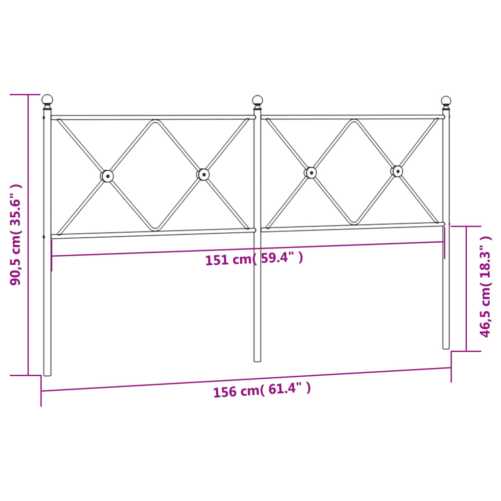 Kopfteil Metall Schwarz 150 cm