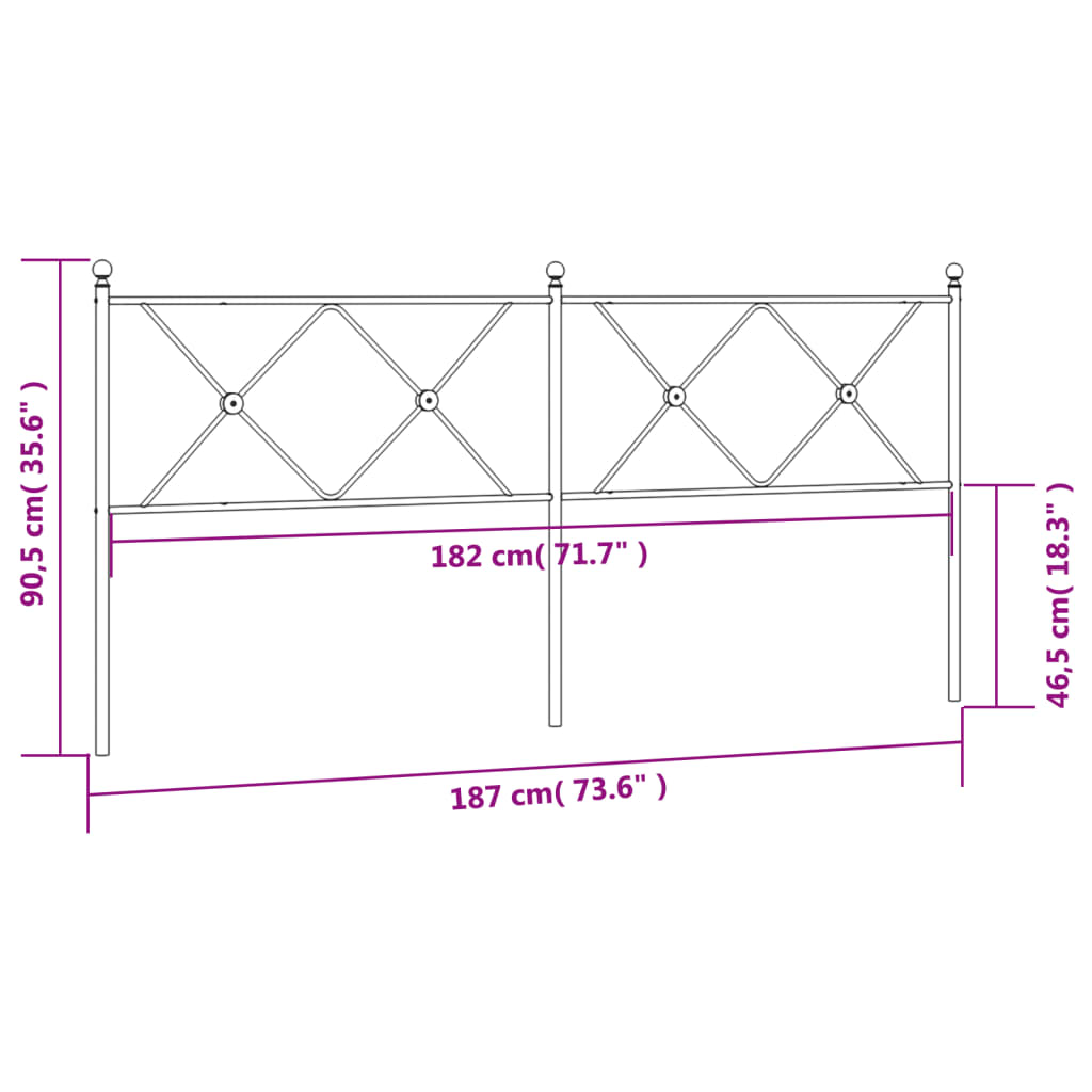 Kopfteil Metall Schwarz 180 cm