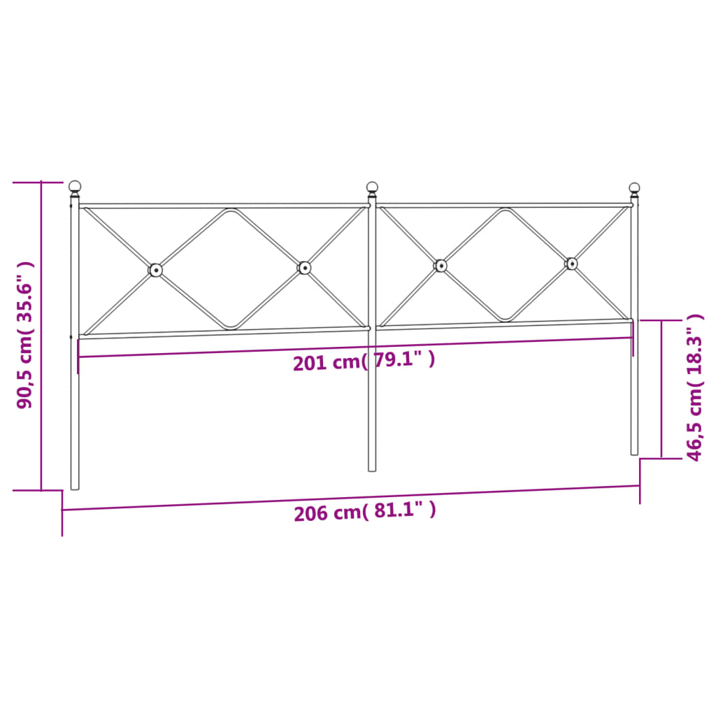 Kopfteil Metall Schwarz 200 cm