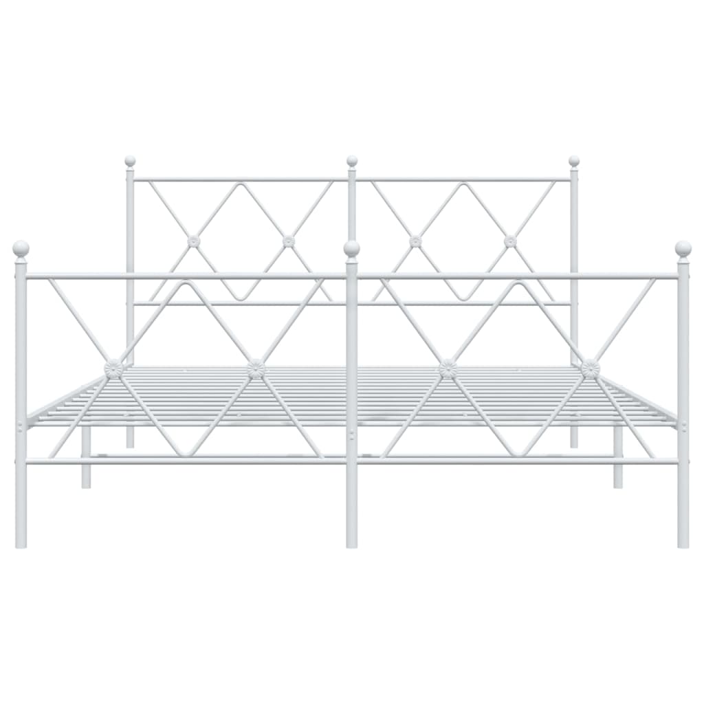 Bettgestell mit Kopf- und Fußteil Metall Weiß 140x190 cm