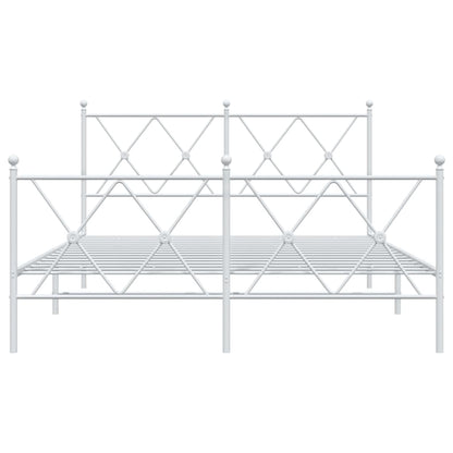 Bettgestell mit Kopf- und Fußteil Metall Weiß 140x190 cm