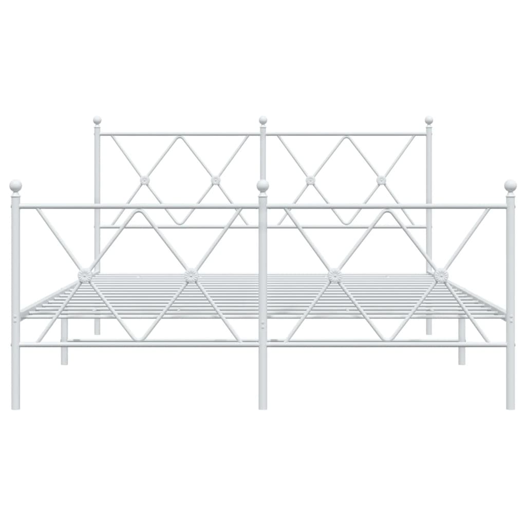 Bettgestell mit Kopf- und Fußteil Metall Weiß 140x200 cm