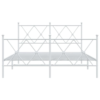 Bettgestell mit Kopf- und Fußteil Metall Weiß 140x200 cm