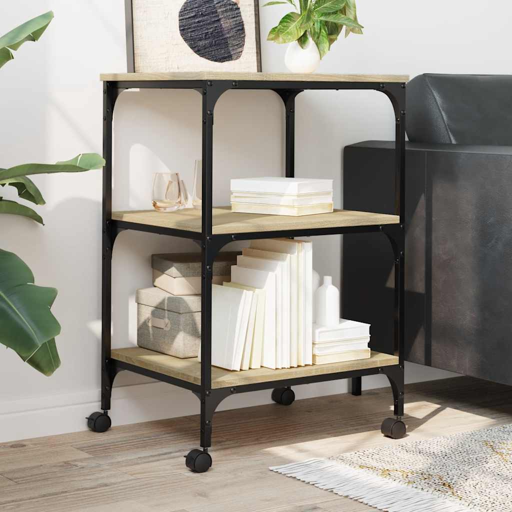 Druckerständer 3 Ablagen Sonoma-Eiche 50x41x75 cm