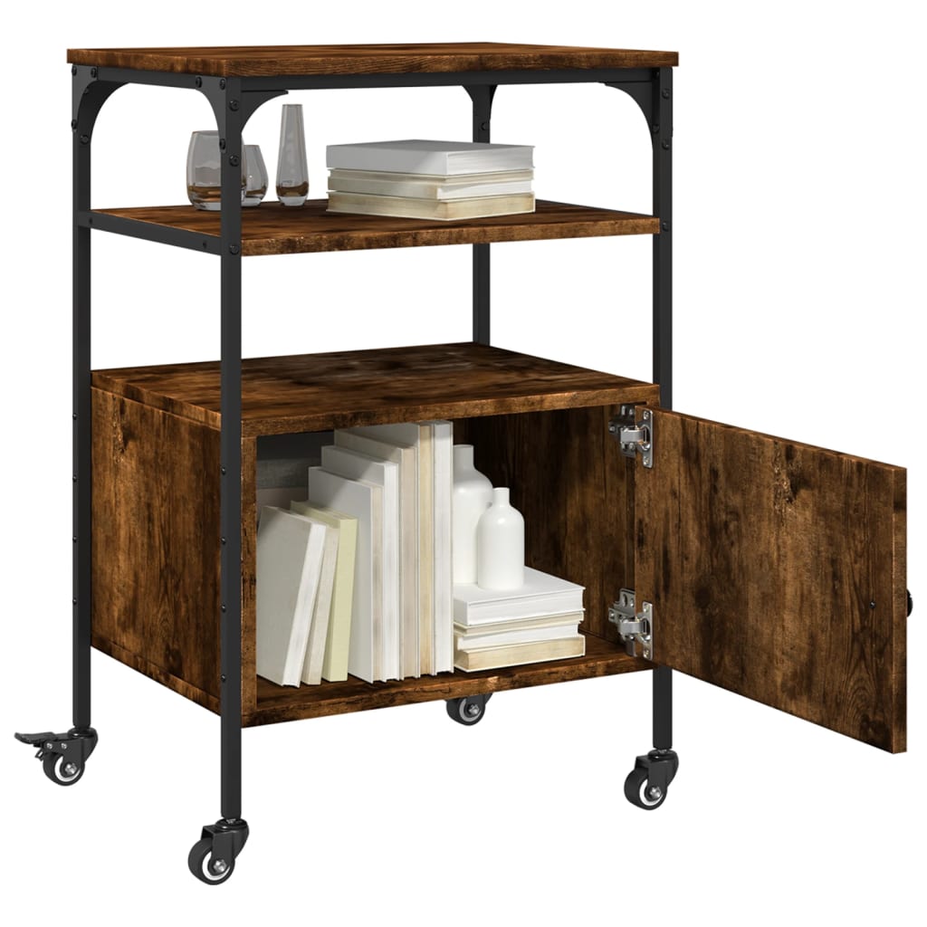 Druckerständer 3 Ablagen Räuchereiche 50x40x76 cm Holzwerkstoff