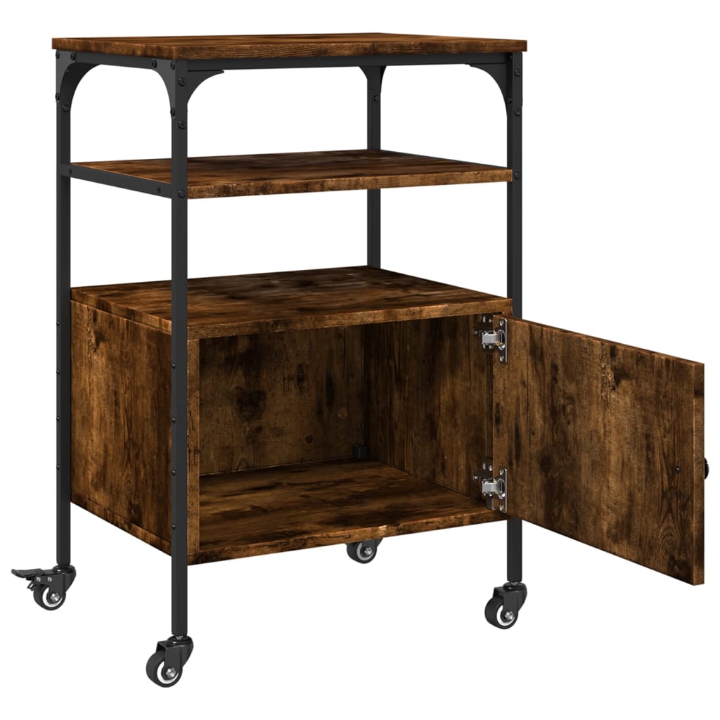 Druckerständer 3 Ablagen Räuchereiche 50x40x76 cm Holzwerkstoff