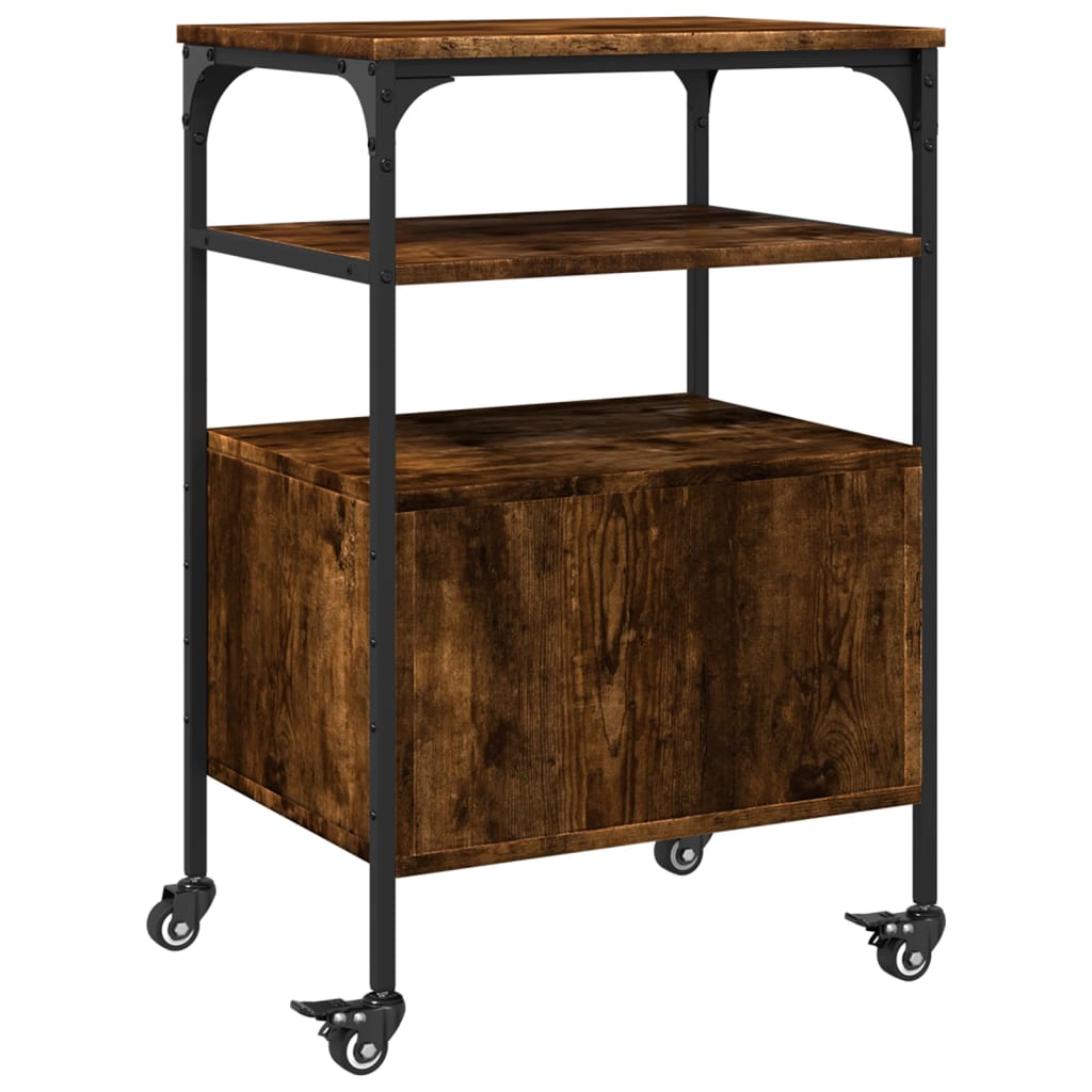 Druckerständer 3 Ablagen Räuchereiche 50x40x76 cm Holzwerkstoff