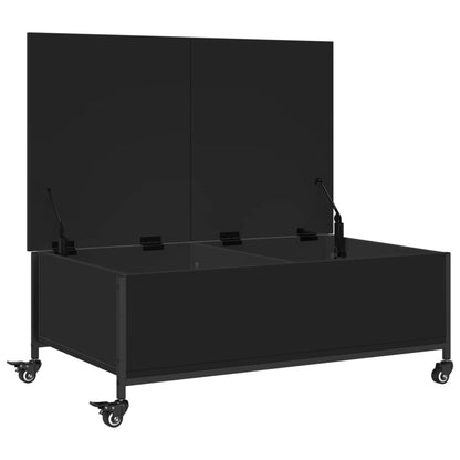 Couchtisch mit Rollen Schwarz 91x55x34 cm Holzwerkstoff