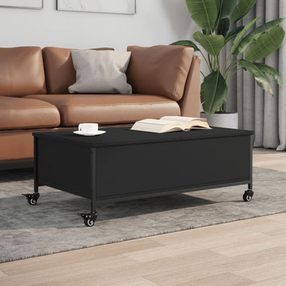 Couchtisch mit Rollen Schwarz 91x55x34 cm Holzwerkstoff