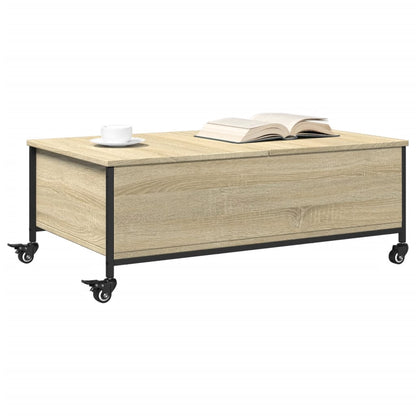 Couchtisch mit Rollen Sonoma-Eiche 91x55x34 cm Holzwerkstoff