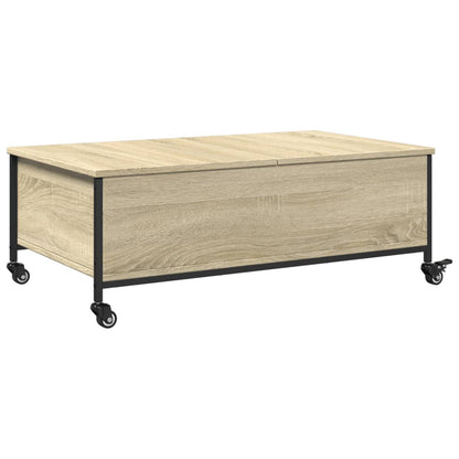 Couchtisch mit Rollen Sonoma-Eiche 91x55x34 cm Holzwerkstoff