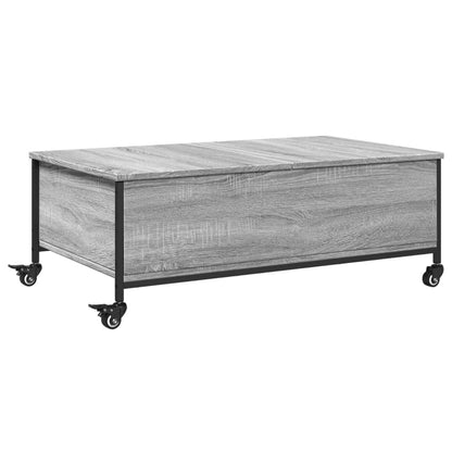 Couchtisch mit Rollen Grau Sonoma 91x55x34 cm Holzwerkstoff